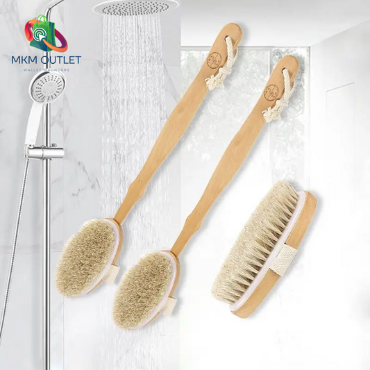 Long Wooden Handle Dry Skin Exfoliating Shower Brush Natural Bristles Back Scrubber Detachable Body Massage Cleaning Accessories